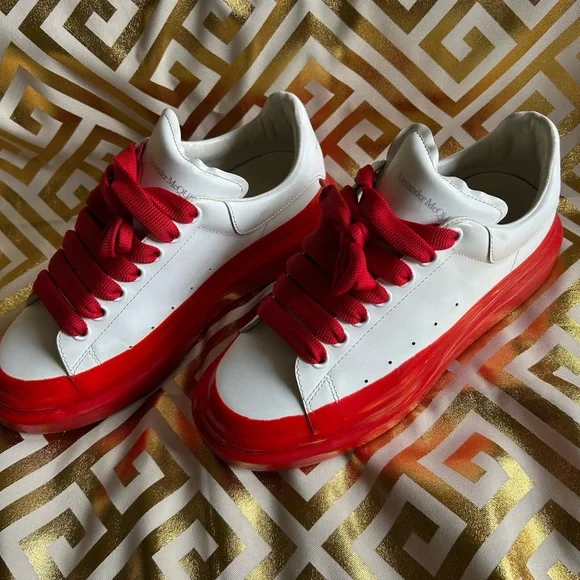 Alexander McQueen Red and White Sneakers - Picture 1 of 1